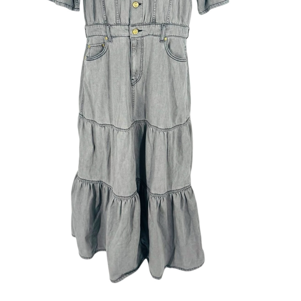 GANNI Tiered Denim Maxi Dress Gray Size 40 (EU 40 / US 8) NWT - Picture 5 of 12